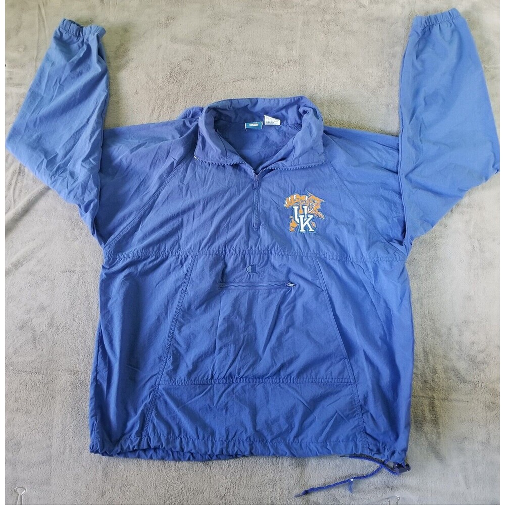 VINTAGE Champion University of Kentucky Wildcats Blue Windbreaker Jacket Size XL